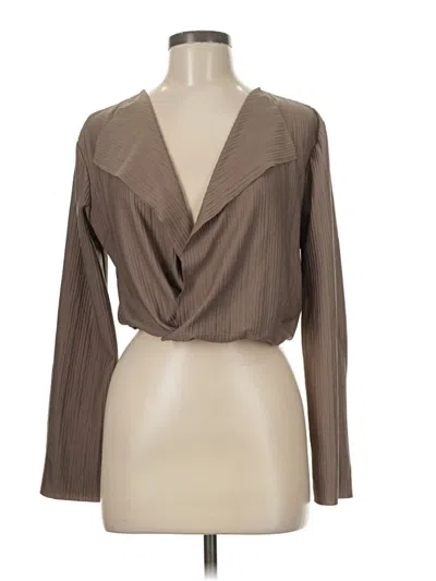 Pre-owned Zara Long Sleeve Blouse In Brown