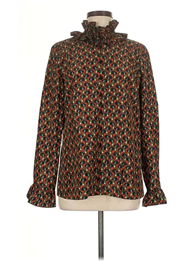 Pre-owned Zara Long Sleeve Blouse In Brown