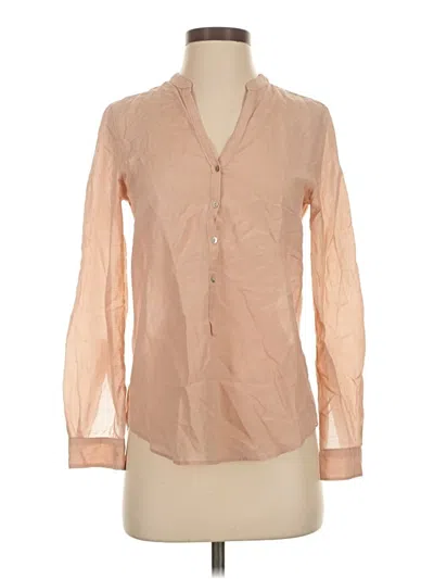 Pre-owned Zara Long Sleeve Blouse In Brown
