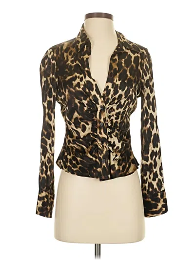 Pre-owned Zara Long Sleeve Blouse In Brown