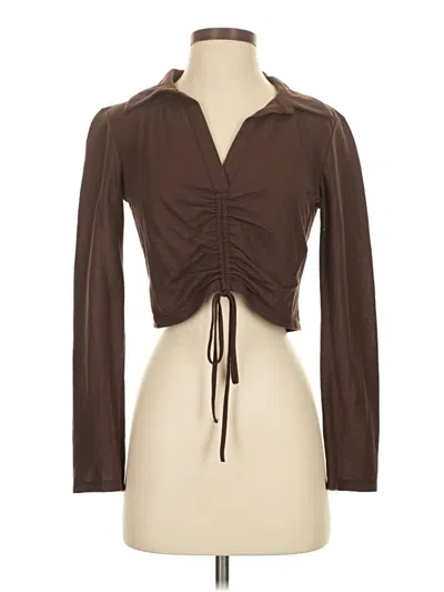Pre-owned Zara Long Sleeve Blouse In Brown