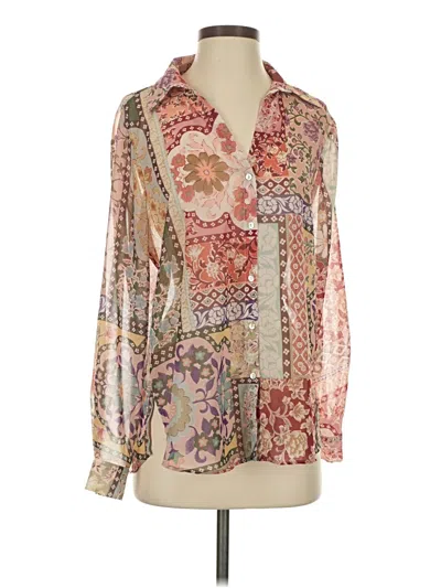 Pre-owned Zara Long Sleeve Blouse In Brown
