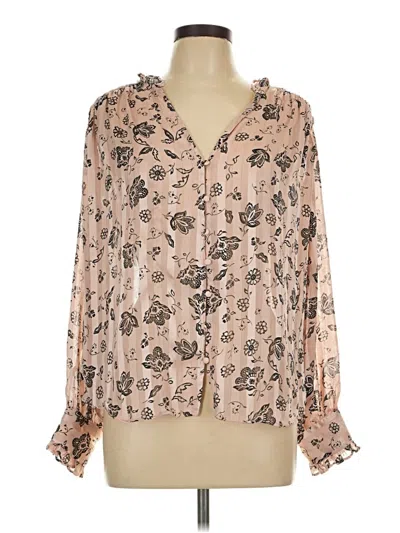 Pre-owned Zara Long Sleeve Blouse In Brown