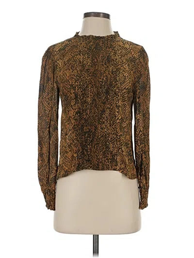 Pre-owned Zara Long Sleeve Blouse In Brown
