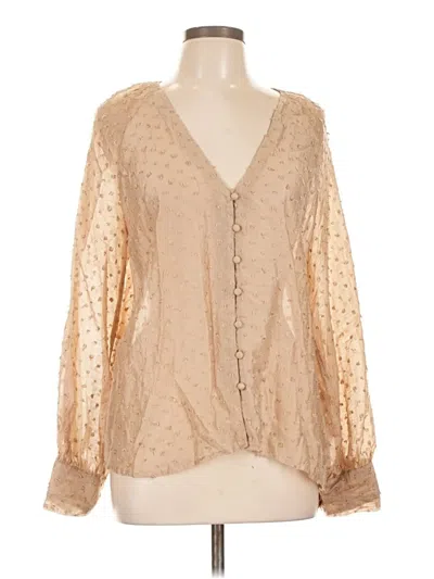 Pre-owned Zara Long Sleeve Blouse In Brown