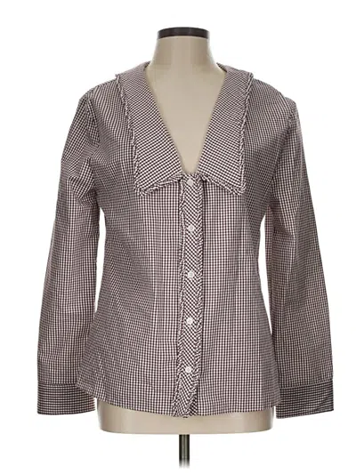 Pre-owned Zara Long Sleeve Blouse In Brown