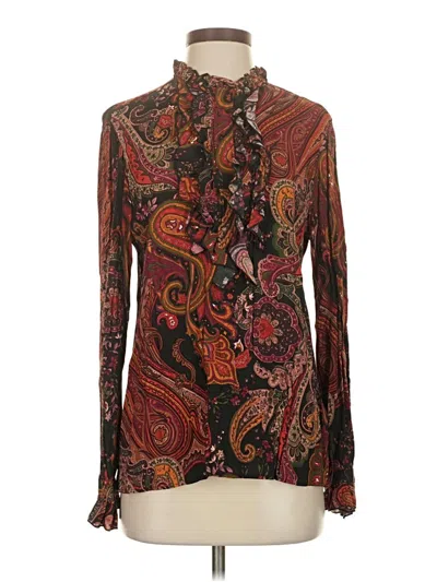 Pre-owned Zara Long Sleeve Blouse In Brown