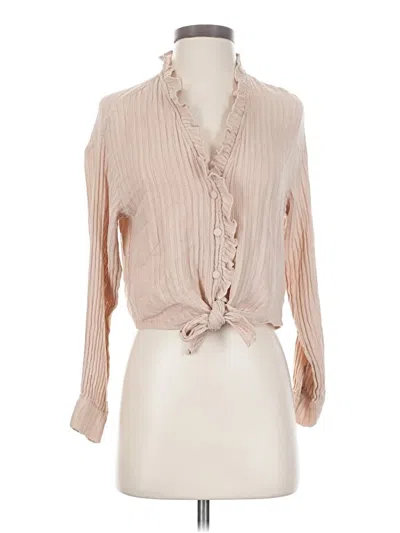 Pre-owned Zara Long Sleeve Blouse In Brown