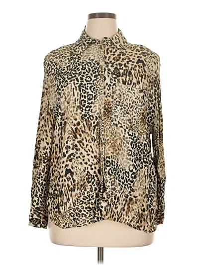 Pre-owned Zara Long Sleeve Blouse In Brown