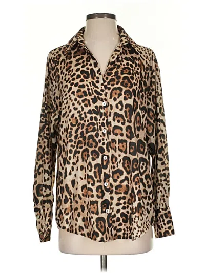 Pre-owned Zara Long Sleeve Blouse In Brown