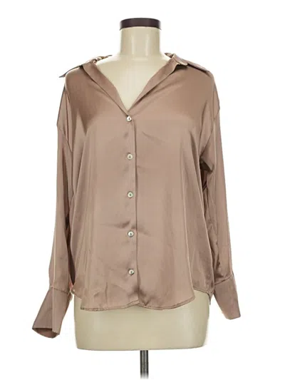 Pre-owned Zara Long Sleeve Blouse In Brown