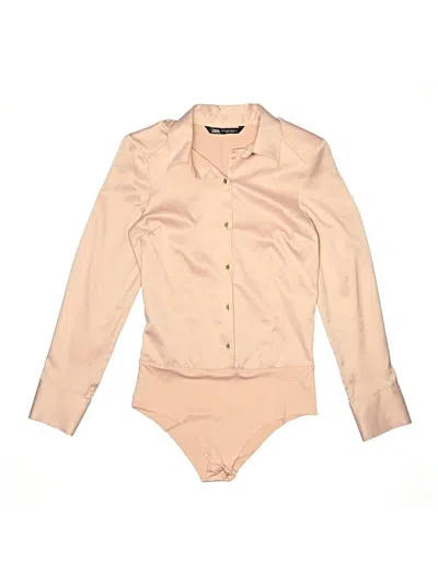Pre-owned Zara Long Sleeve Blouse In Brown