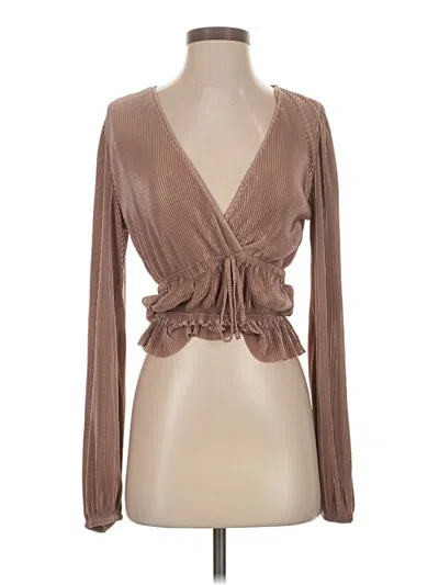 Pre-owned Zara Long Sleeve Blouse In Brown