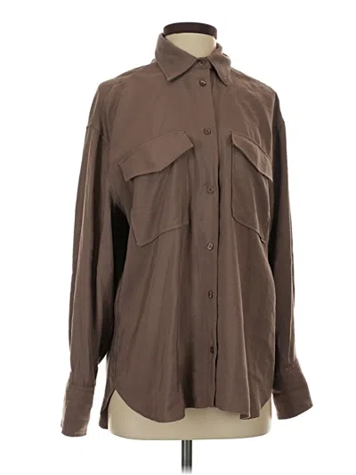 Pre-owned Zara Long Sleeve Blouse In Brown