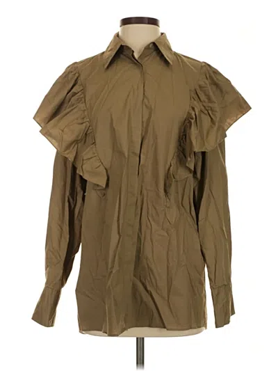 Pre-owned Zara Long Sleeve Blouse In Brown