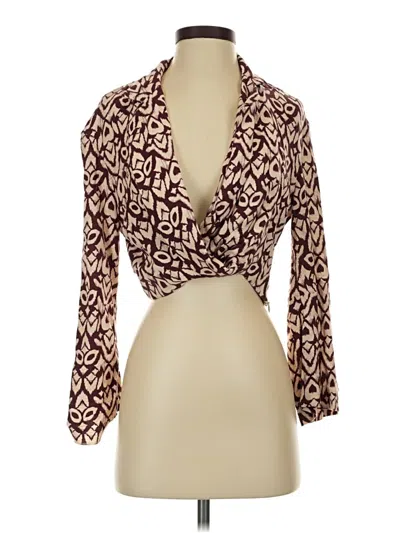 Pre-owned Zara Long Sleeve Blouse In Brown