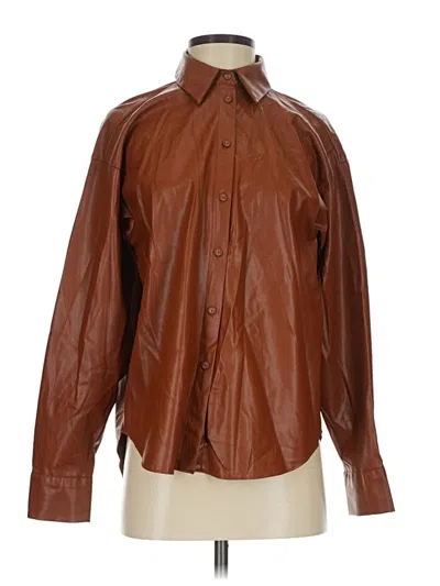 Pre-owned Zara Long Sleeve Blouse In Brown