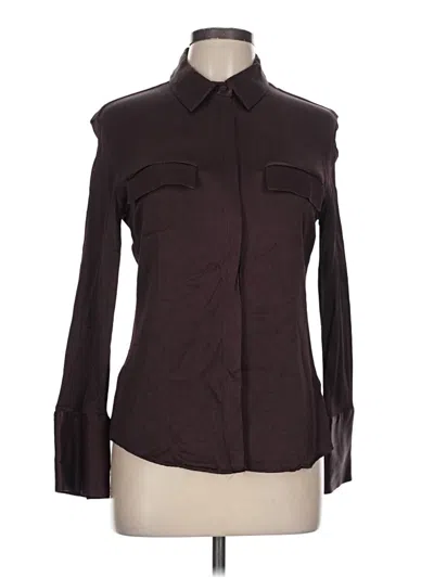 Pre-owned Zara Long Sleeve Blouse In Brown