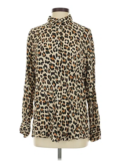 Pre-owned Zara Long Sleeve Blouse In Brown
