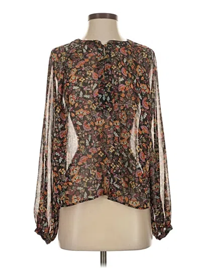 Pre-owned Zara Long Sleeve Blouse In Brown