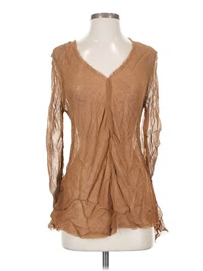 Pre-owned Zara Long Sleeve Blouse In Brown
