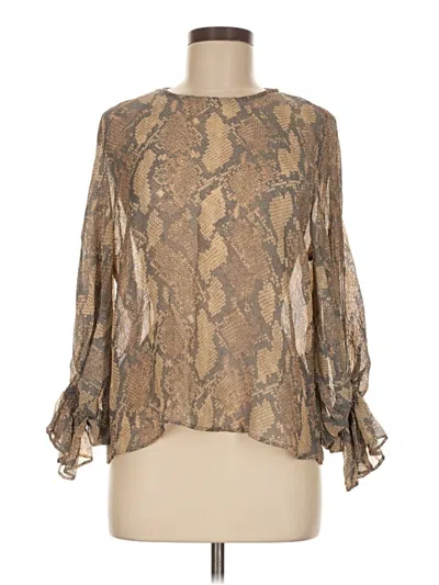 Pre-owned Zara Long Sleeve Blouse In Brown
