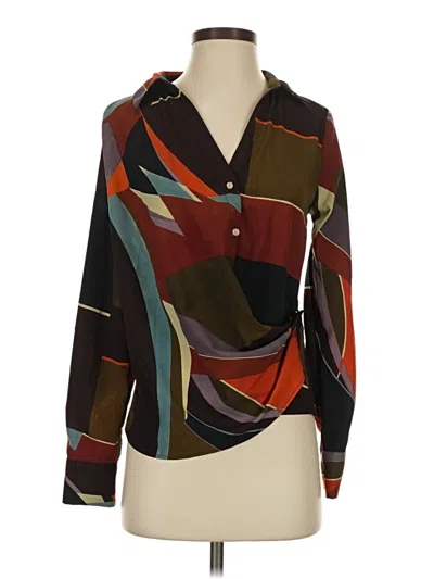 Pre-owned Zara Long Sleeve Blouse In Brown