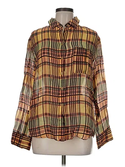 Pre-owned Zara Long Sleeve Blouse In Brown