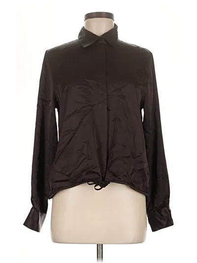 Pre-owned Zara Long Sleeve Blouse In Brown