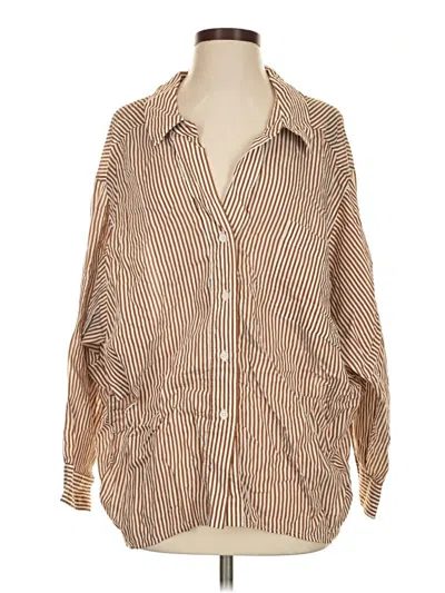 Pre-owned Zara Long Sleeve Blouse In Brown