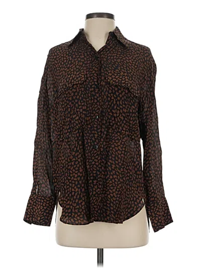 Pre-owned Zara Long Sleeve Blouse In Brown
