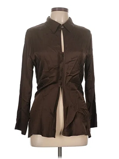 Pre-owned Zara Long Sleeve Blouse In Brown