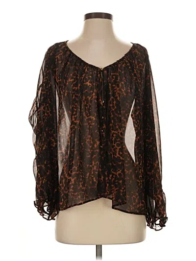 Pre-owned Zara Long Sleeve Blouse In Brown
