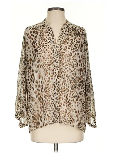 Pre-owned Zara Long Sleeve Blouse In Brown