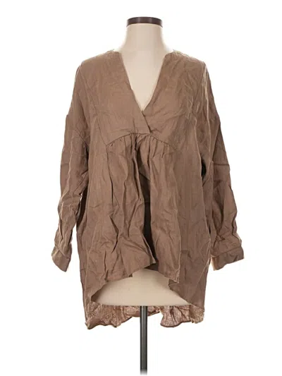 Pre-owned Zara Long Sleeve Blouse In Brown