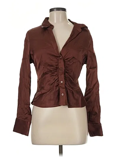 Pre-owned Zara Long Sleeve Blouse In Brown