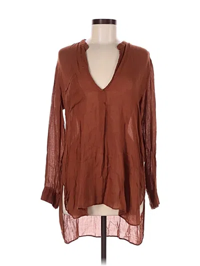 Pre-owned Zara Long Sleeve Blouse In Brown
