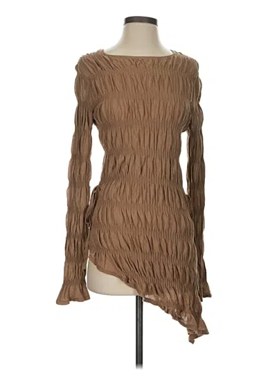 Pre-owned Zara Long Sleeve Blouse In Brown