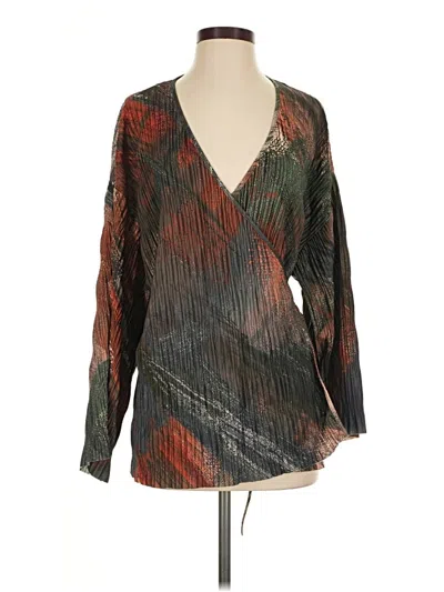 Pre-owned Zara Long Sleeve Blouse In Brown