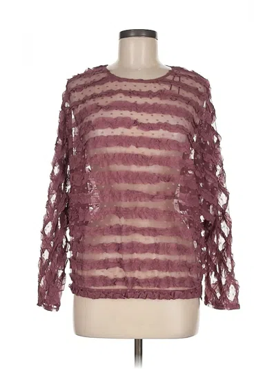 Pre-owned Zara Long Sleeve Blouse In Burgundy