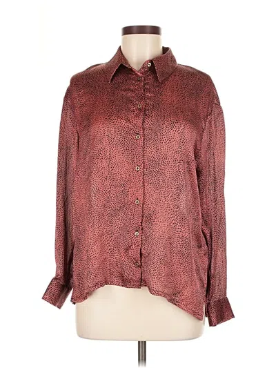 Pre-owned Zara Long Sleeve Blouse In Burgundy