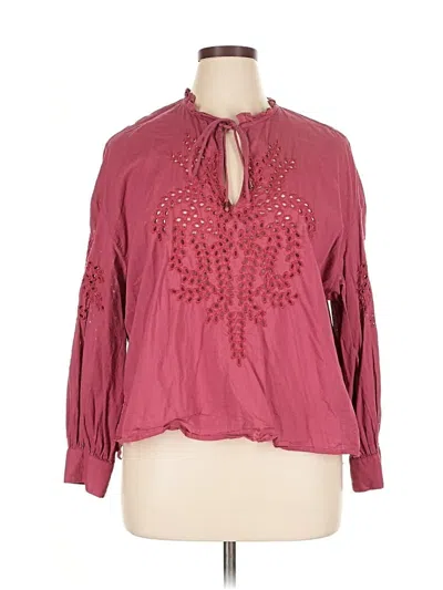 Pre-owned Zara Long Sleeve Blouse In Burgundy