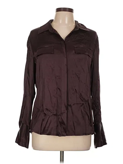 Pre-owned Zara Long Sleeve Blouse In Burgundy