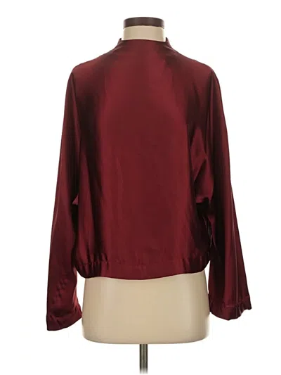 Pre-owned Zara Long Sleeve Blouse In Burgundy