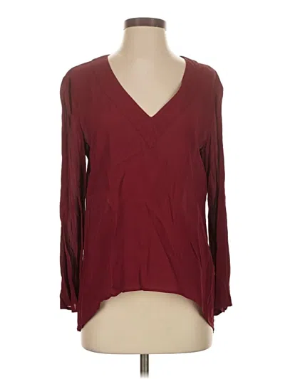 Pre-owned Zara Long Sleeve Blouse In Burgundy
