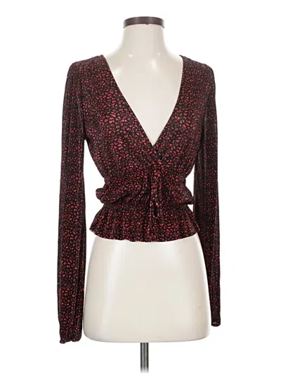 Pre-owned Zara Long Sleeve Blouse In Burgundy