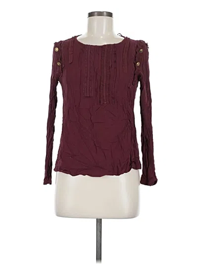 Pre-owned Zara Long Sleeve Blouse In Burgundy
