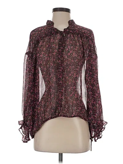 Pre-owned Zara Long Sleeve Blouse In Burgundy