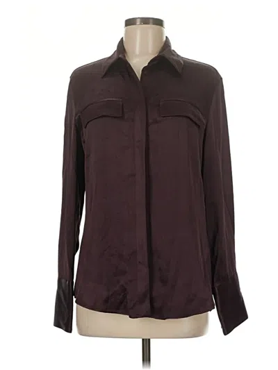 Pre-owned Zara Long Sleeve Blouse In Burgundy
