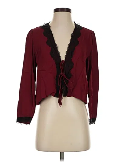 Pre-owned Zara Long Sleeve Blouse In Burgundy